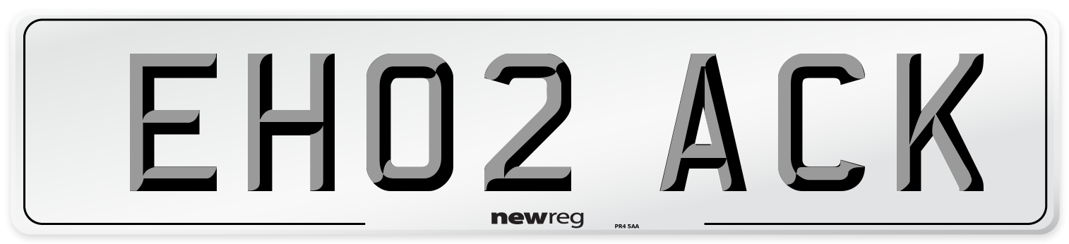 EH02 ACK Number Plate from New Reg